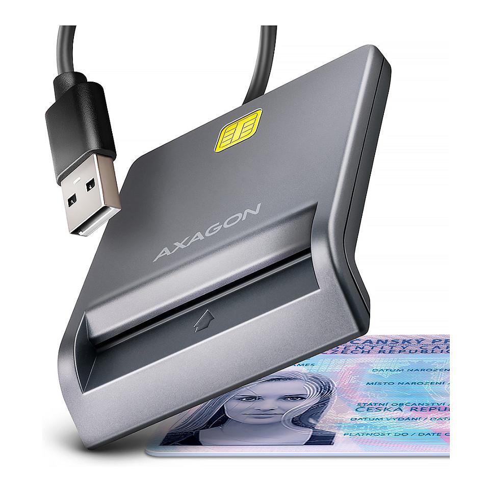 Lexues Kartelash AXAGON CRE-SM3T / Smart Card / USB 2.0 / Kabllo 1.3m - Zezë - 2