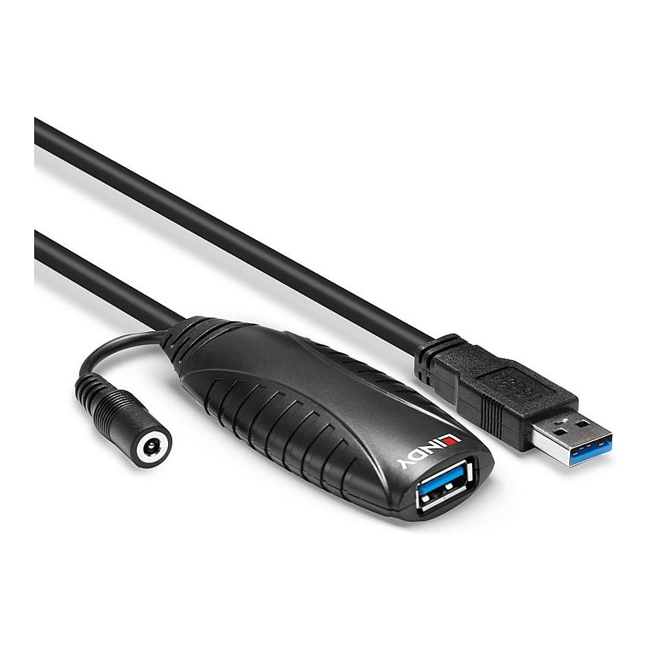 Kabllo USB LINDY 43156, USB 3.0, USB-A Mashkull në USB-A Femër, 5Gbps, 10m, Zgjatuese Aktive - Zezë - 3