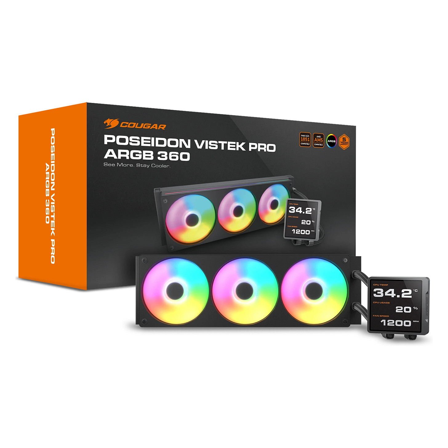 Ftohës për Procesor COUGAR Poseidon Vistek Pro 360 ARGB – Zezë - 5