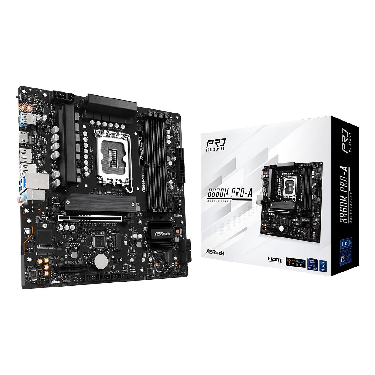 Pllakë Amë ASRock B860M Pro-A, LGA1851, B860, DDR5, mATX, 4× DIMM, 3× M.2, PCIe 5.0, 2.5GbE LAN, Zezë - 6
