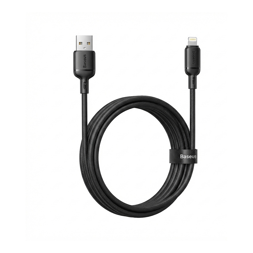 Kabllo USB Baseus Silky Series / USB-A në Lightning / 2.4A / 480Mbps / 2m – Zezë