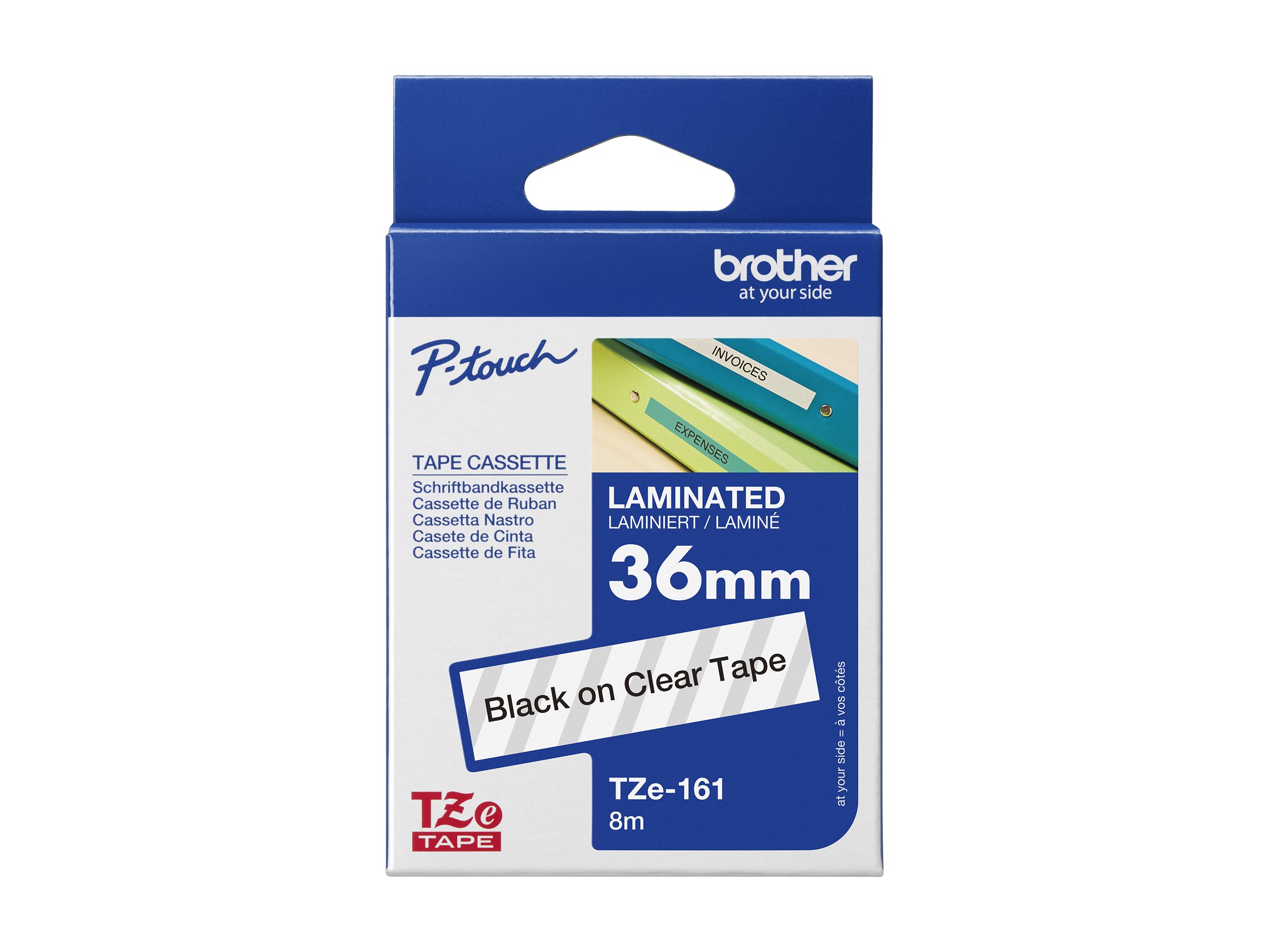 Shirit për Printer 3D Brother Colour Ribbon TZE-161 / TZE161 - Zezë mbi Transparent