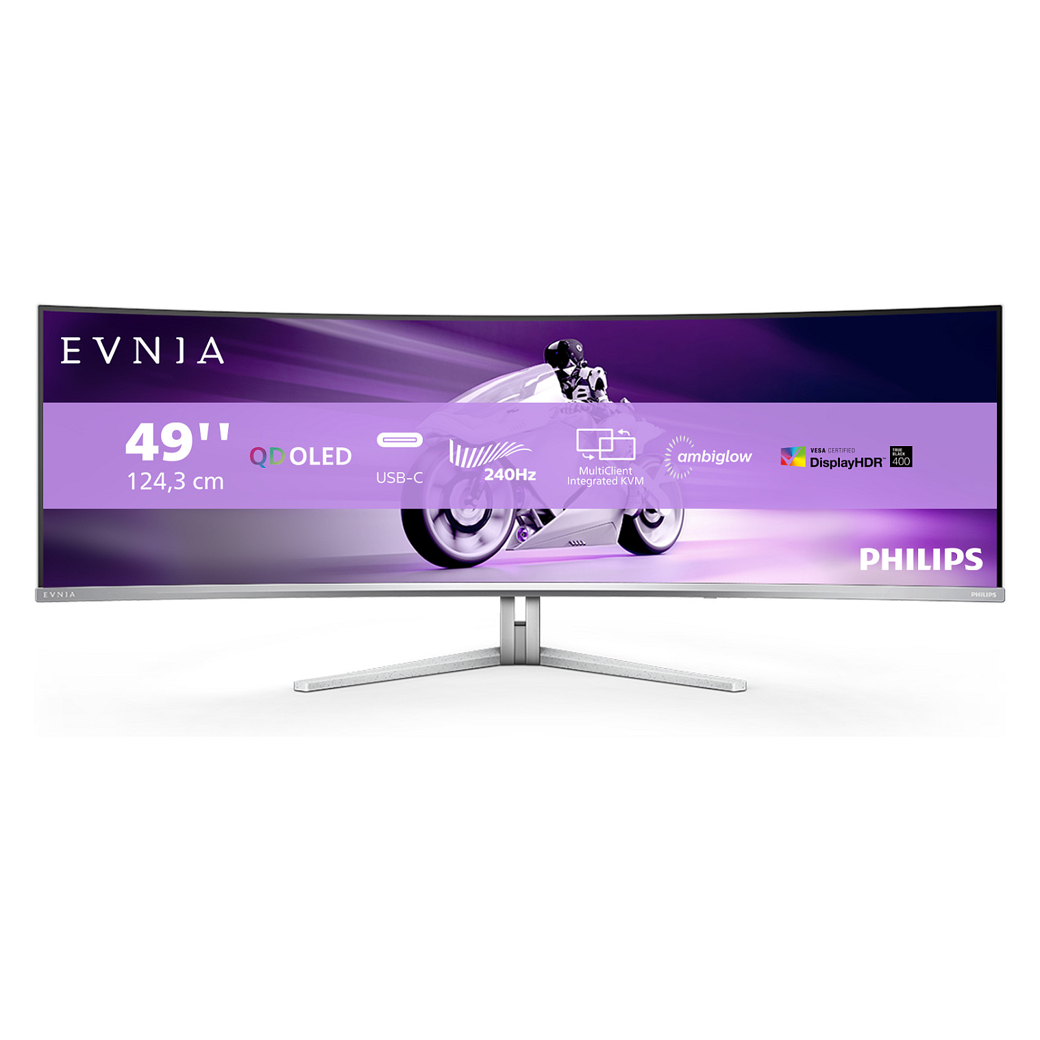 Monitor Philips 49M2C8900 / 48.9″ / DQHD / QD‑OLED / Curved / 240Hz / 0.03ms / 2× HDMI + DP + USB‑C - Bardhë - 29