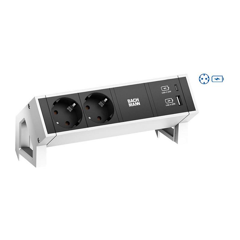 Prizë Bachmann DESK 2 902.932 / 2x Type F / USB-A, USB-C 22 W / 250 V / 0.2m - Bardhë/Zezë