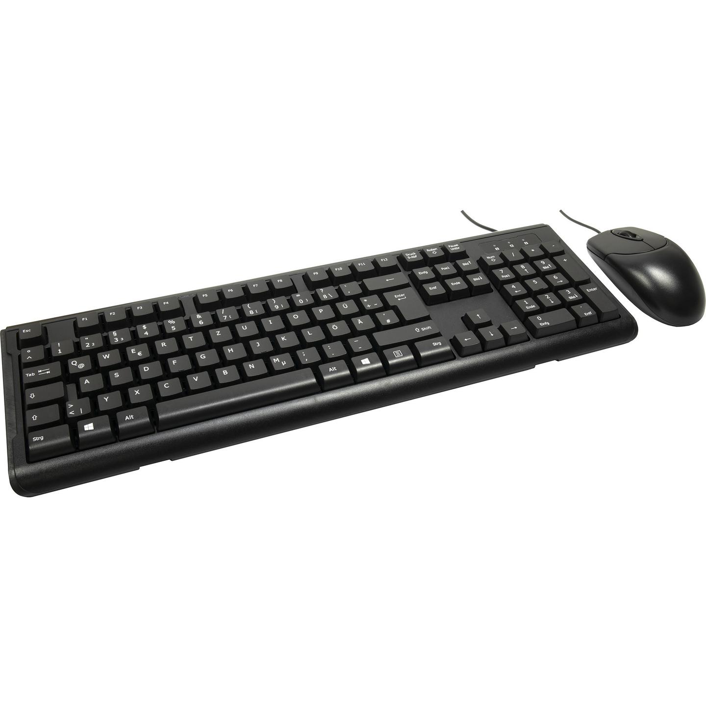 Combo (Tastierë & Maus) Inter-Tech KB-102DE, 105 Taste, Full Size, QWERTZ Gjerman, USB, Maus Optik, 1000 DPI, 3 Butona - Zezë