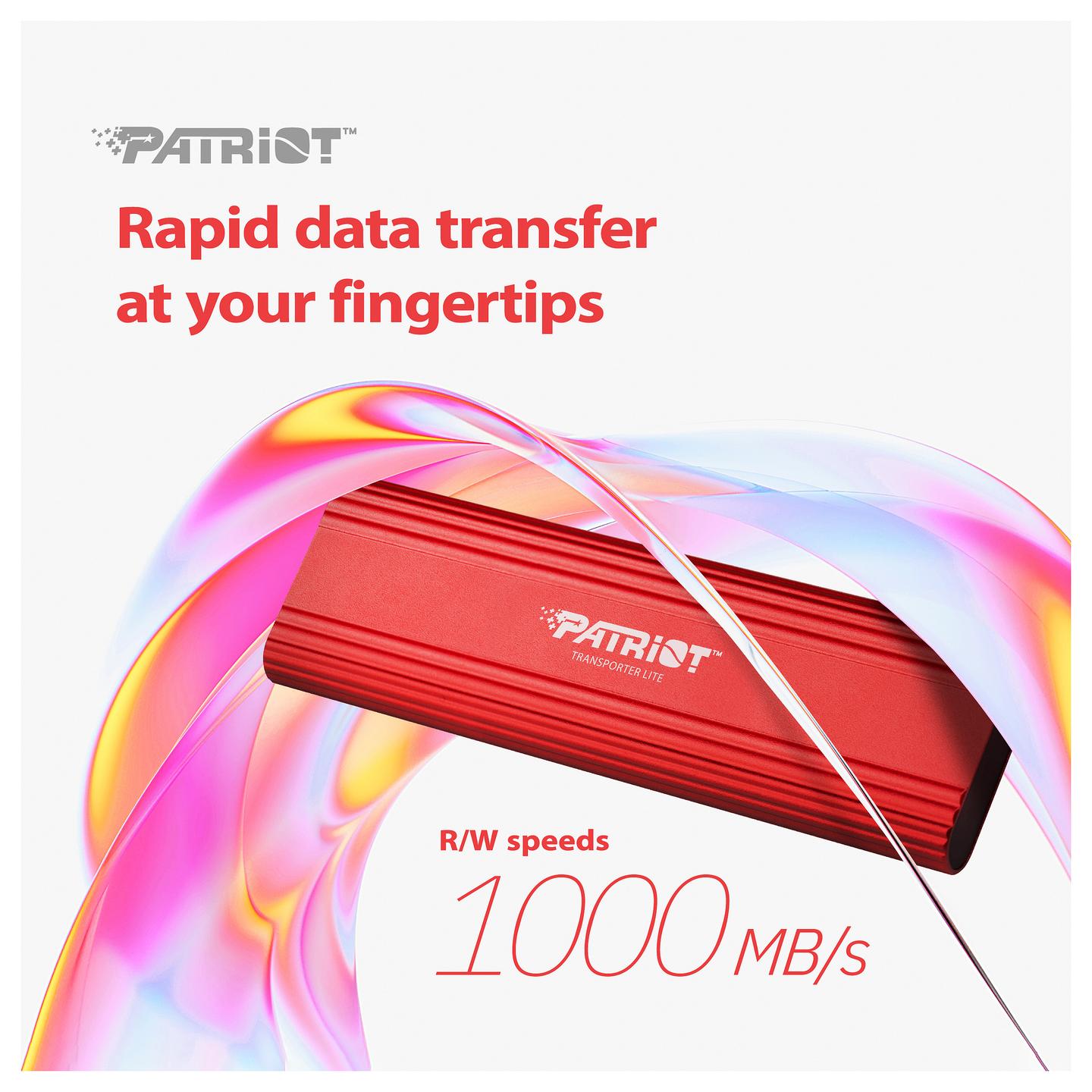SSD e Jashtme Portative Patriot Transporter Lite, 512GB, USB-C, USB 3.2 Gen 2, 1000MB/s Lexim, 1000MB/s Shkrim – Kuqe - 6