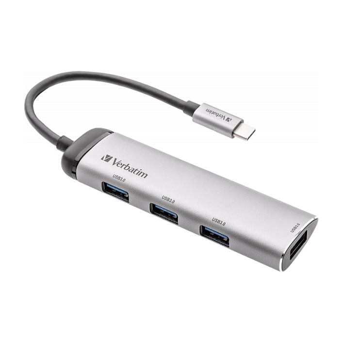 Hub USB-C Verbatim 49147, 4x USB-A, USB 3.2 Gen 1, 5Gbps, 15cm - Hiri, Bardhë