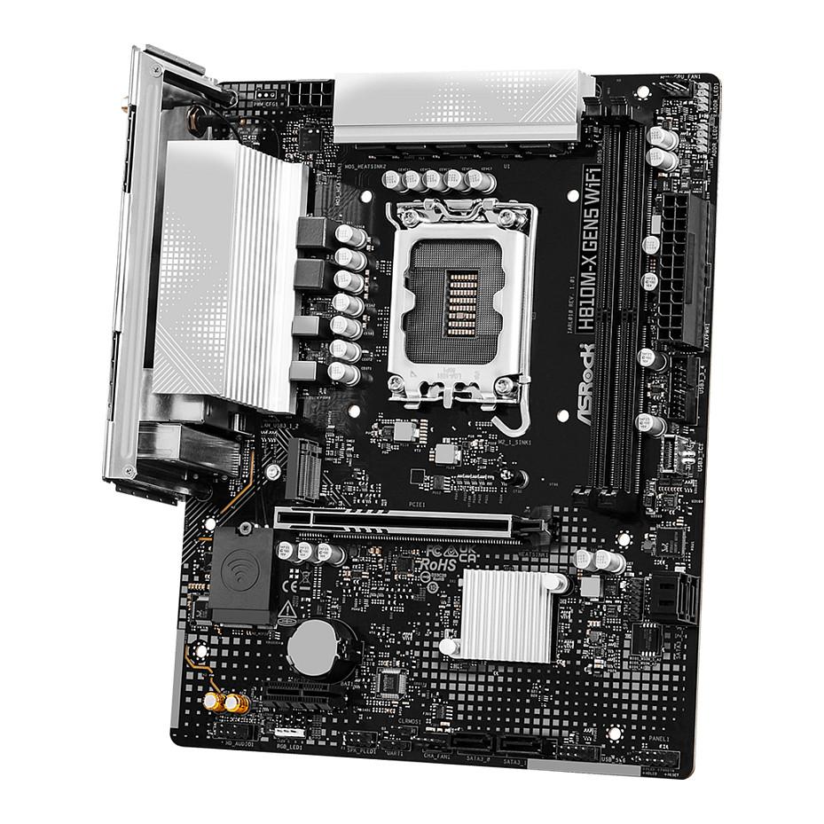 Motherboard ASRock H810M-X Gen5 WiFi, Intel LGA1851, H810, DDR5, Micro-ATX, PCIe 5.0, Wi-Fi 6, Bluetooth 5.3, 2.5G LAN - 4