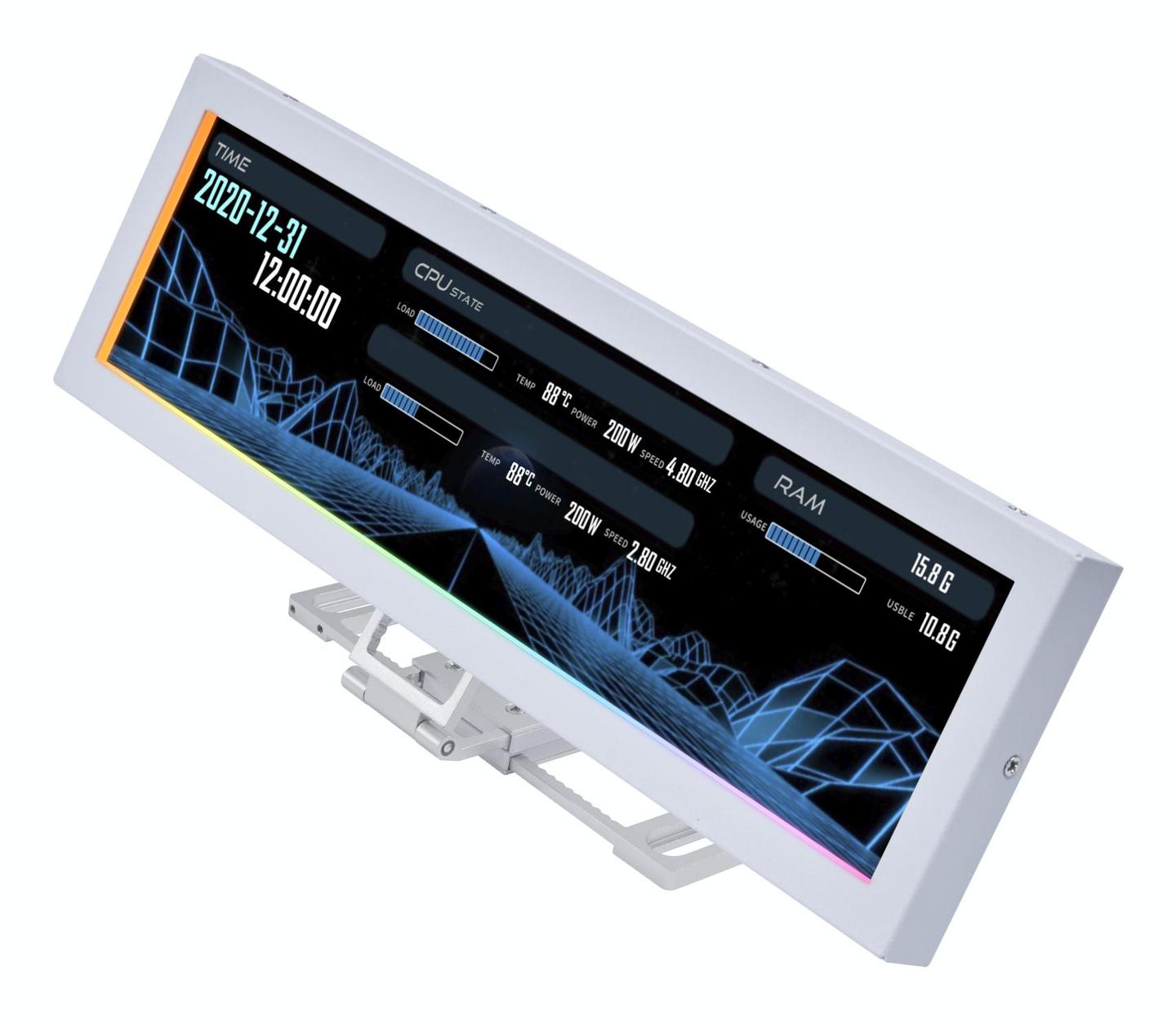 Monitor Lian Li Universal Screen / 8.8" / IPS / 1920x480 / 60Hz / 500nits / USB – Bardhë - 3