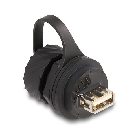Adapter DeLOCK 88010, USB 2.0 Type-B femër në Type-A femër, IP68, për montim në panel - Zezë