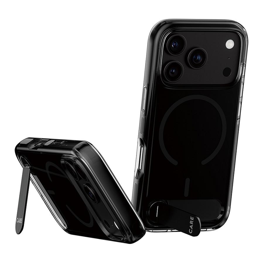 Aksesorë për telefon PanzerGlass CARE Kickstand / Smokey / iPhone 17 Pro / iPhone 18 Pro / MagSafe / Mbajtëse / Mbrojtje 4.8m - Transparente/Zezë - 4