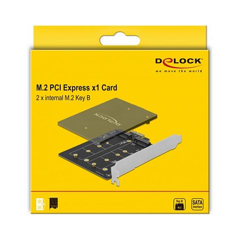 Kartë Zgjerimi PCI Express Delock 90432 / PCIe 3.0 x1 / 2x M.2 Key B / SATA / JMicron JMB582 / Low Profile - 7