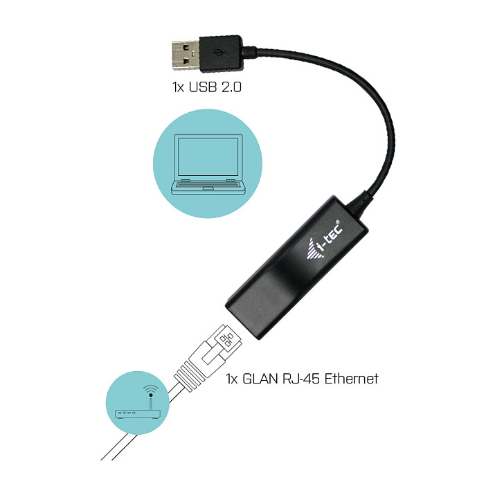 Kabllo për Rrjet I-TEC USB 2.0 në RJ-45 / Fast Ethernet / Windows/ Mac/ Linux - Zezë - 2