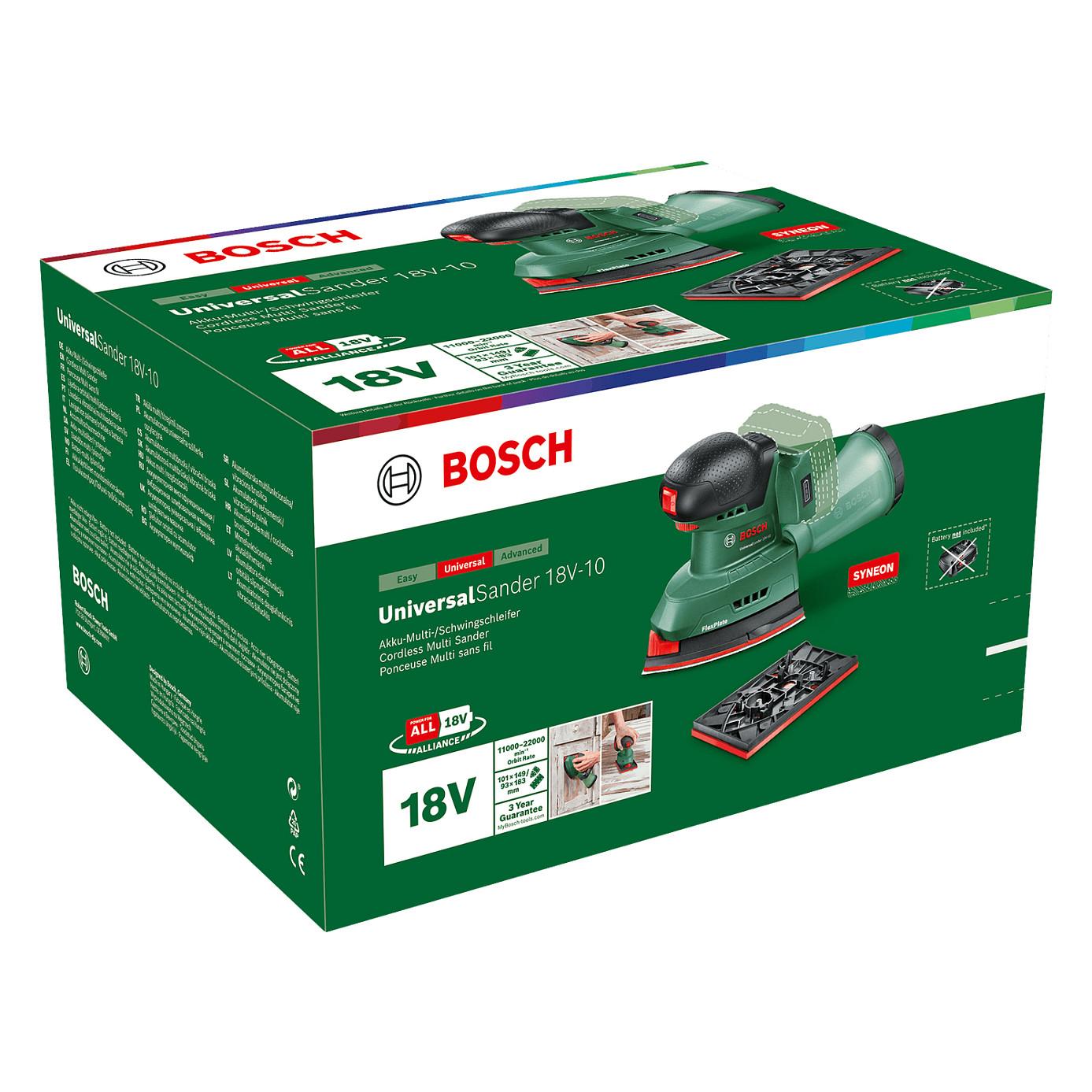 Lëmues Universal me Bateri Bosch UniversalSander 18V-10, 18V, 12000–22000opm, 183x93mm - Gjelbër/Zezë - 3