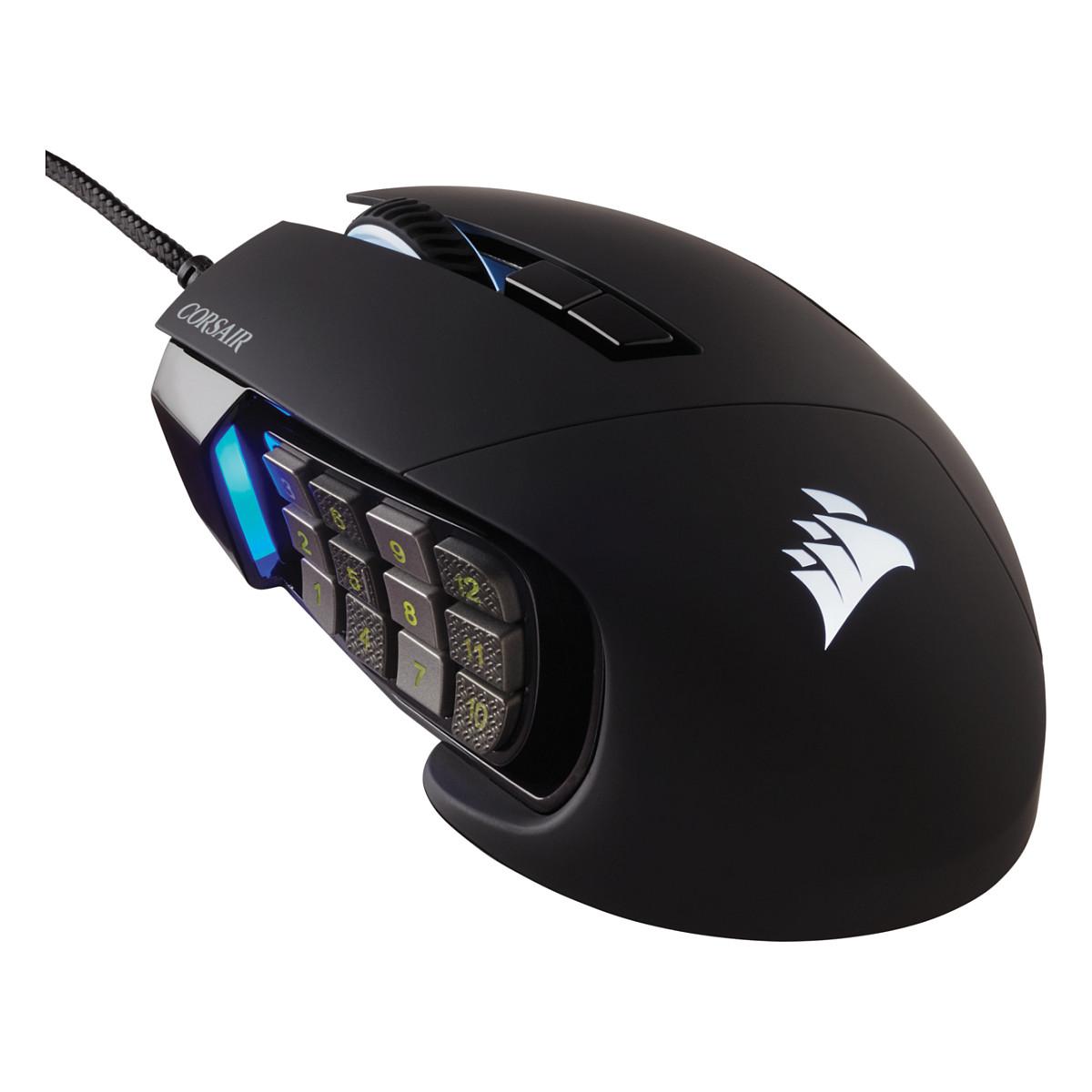 Maus Gaming me Kabllo Corsair Scimitar RGB Elite / 100-18.000 DPI / 17 Butona / 1000 Hz / USB / RGB – Zezë
