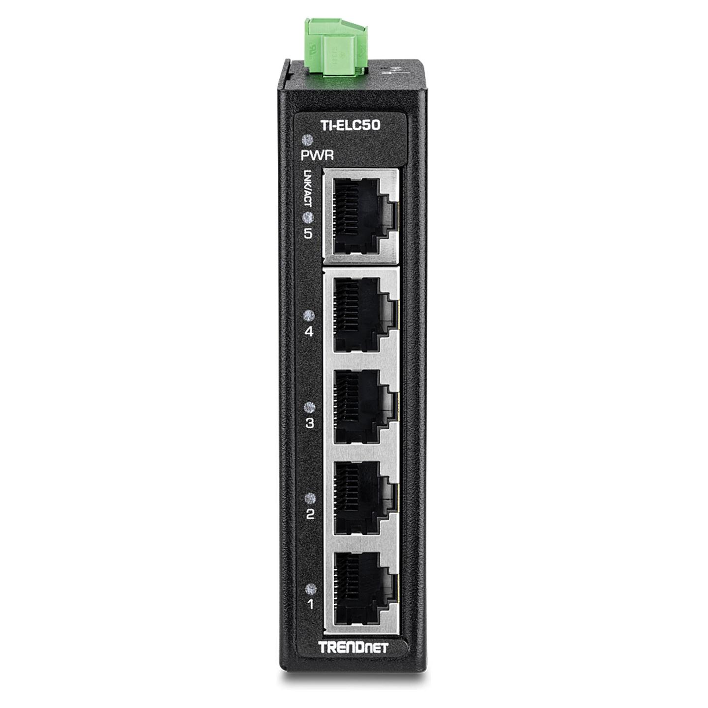 Switch Industrial TRENDnet TI-ELC50, 5× Fast Ethernet 10/100Mbps, Switching Capacity 1Gbps, DIN Rail – Zezë - 2