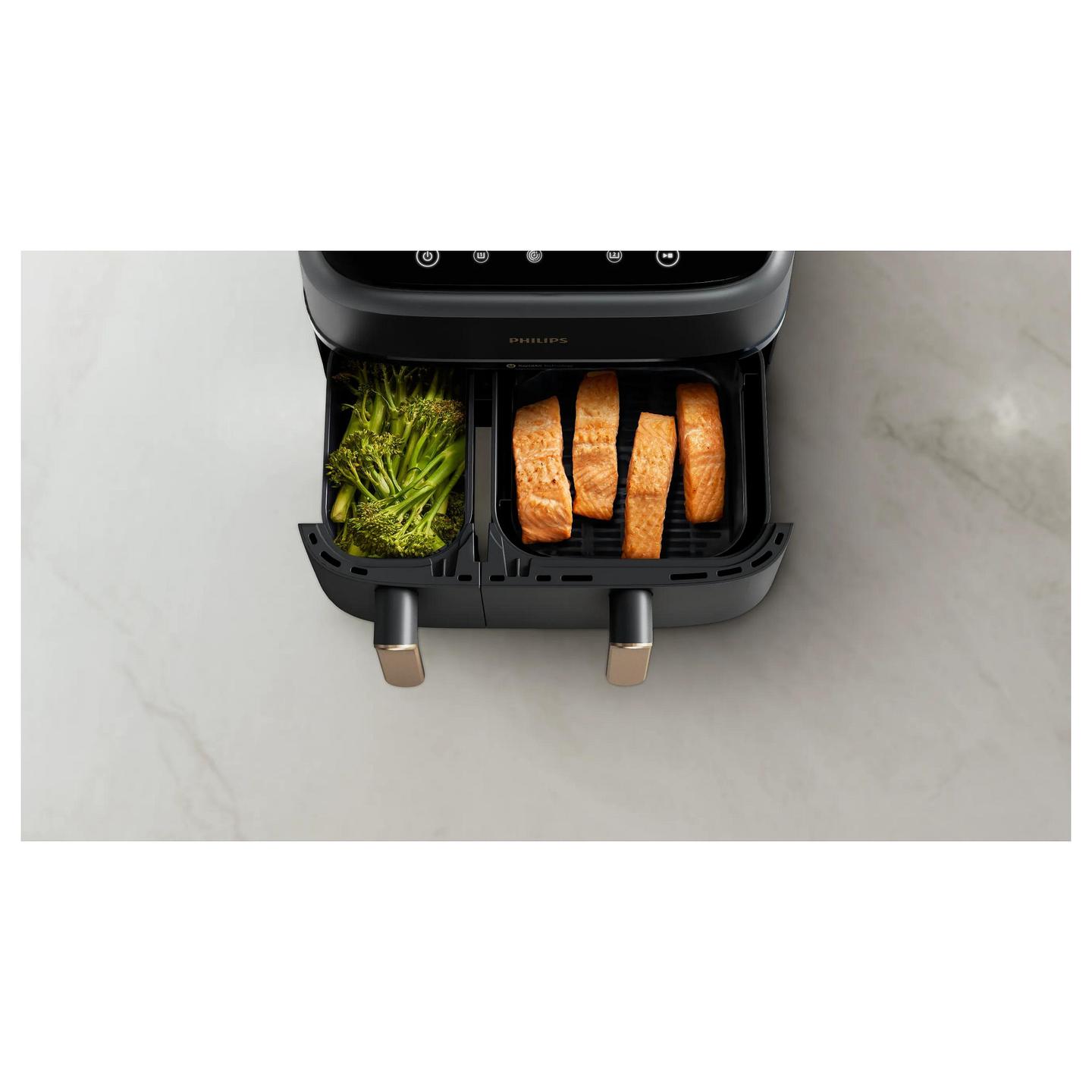 Fryer Philips 3000 Series Dual Basket / NA352/00 / 9L / 2750W / 2 Sirtarë / 8 Programe / 40–200°C / RapidAir Plus / Sync / Copy – Gri/Bakër - 2