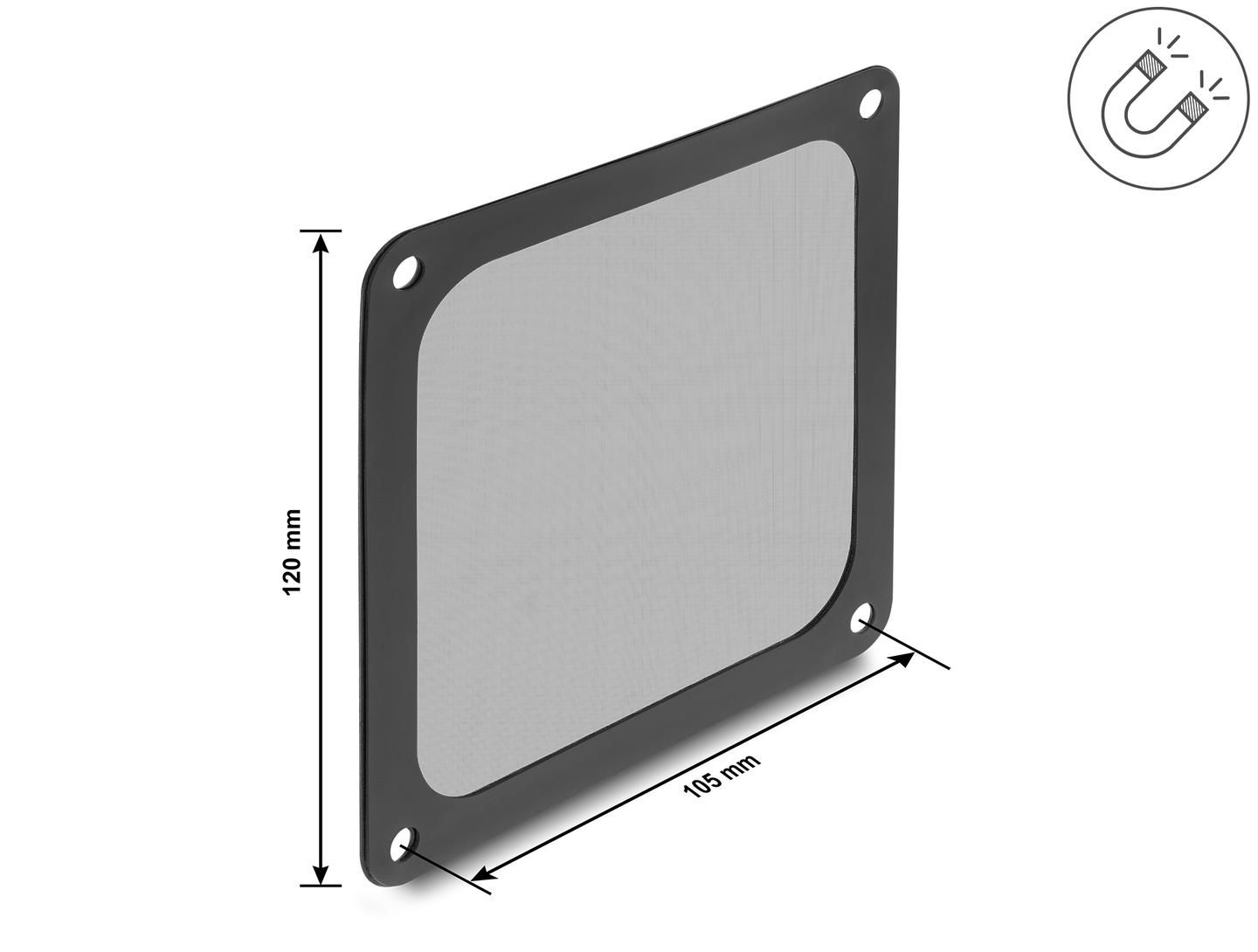 Aksesorë për Ftohës Delock, Grilë me Filtër Pluhuri Magnetik, 120 × 120mm – Zezë