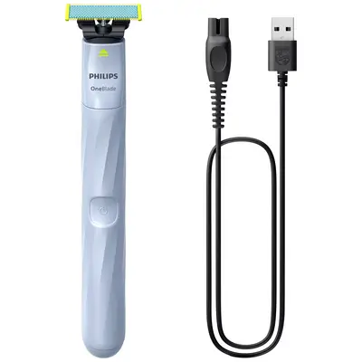 Makinë e rrojës elektrike Philips OneBlade First Shave QP1324/20 / Anti-Friction Blade / Dual Protection / Contour-Following / 30 min – Blu/Gjelbër/Verdhë