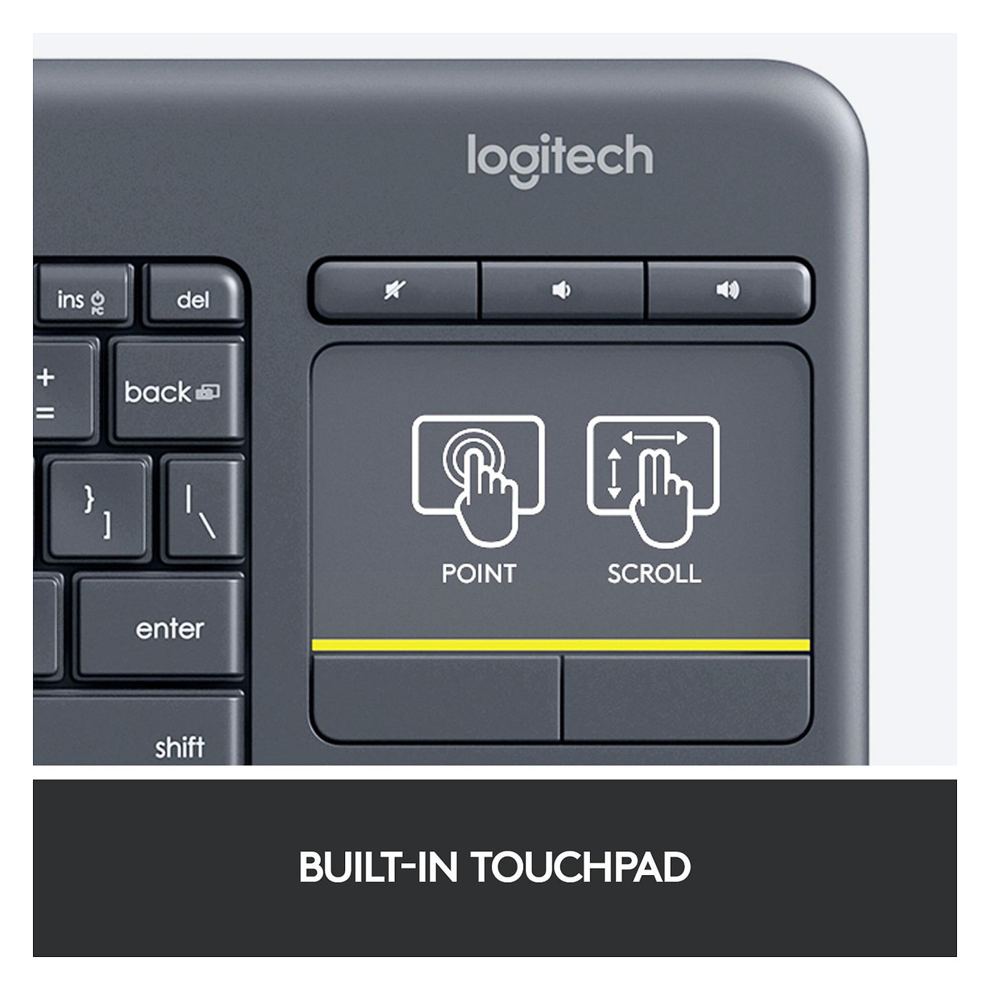 Tastierë pa kabllo Logitech K400 Plus / Me Touchpad / USB-A / QWERTZ / 2000 mAh – E zezë - 9