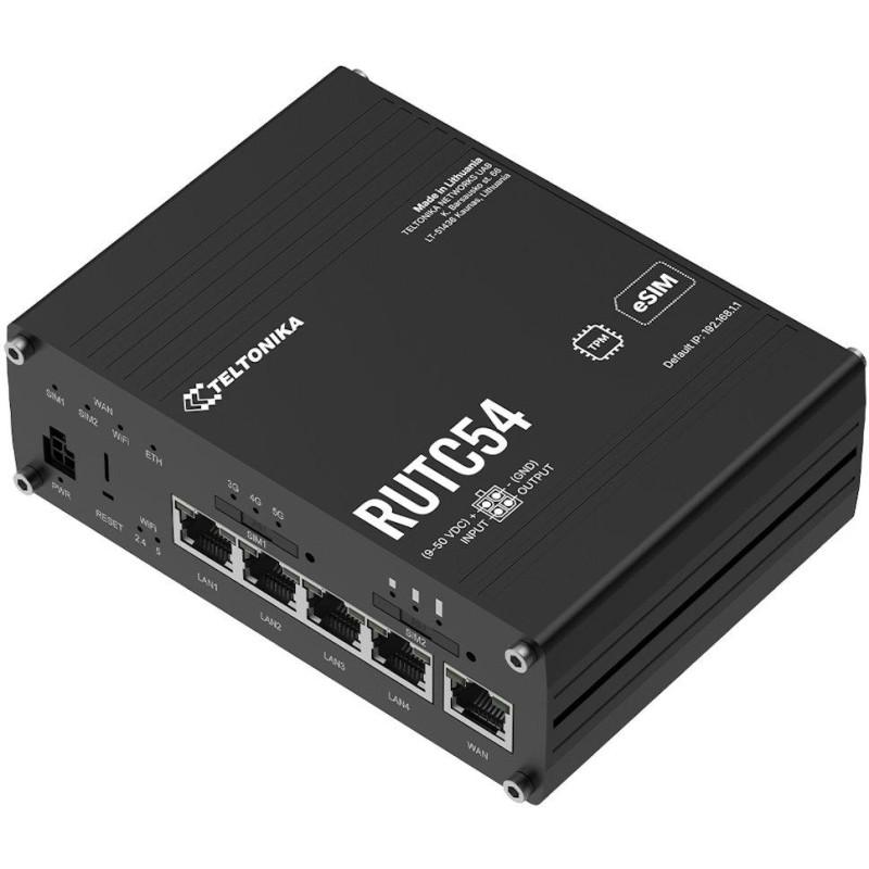 Ruter Industrial Teltonika RUTC54, 5G, Wi-Fi 6, Dual-Band, Dual SIM + eSIM, Gigabit Ethernet - Zezë