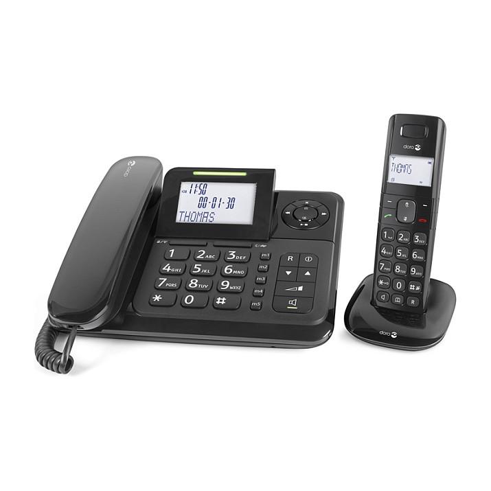 Telefon i Thjeshtë Doro Comfort 4005, analog, me kabllo dhe pa kabllo DECT, ekran me ndriçim - Zezë