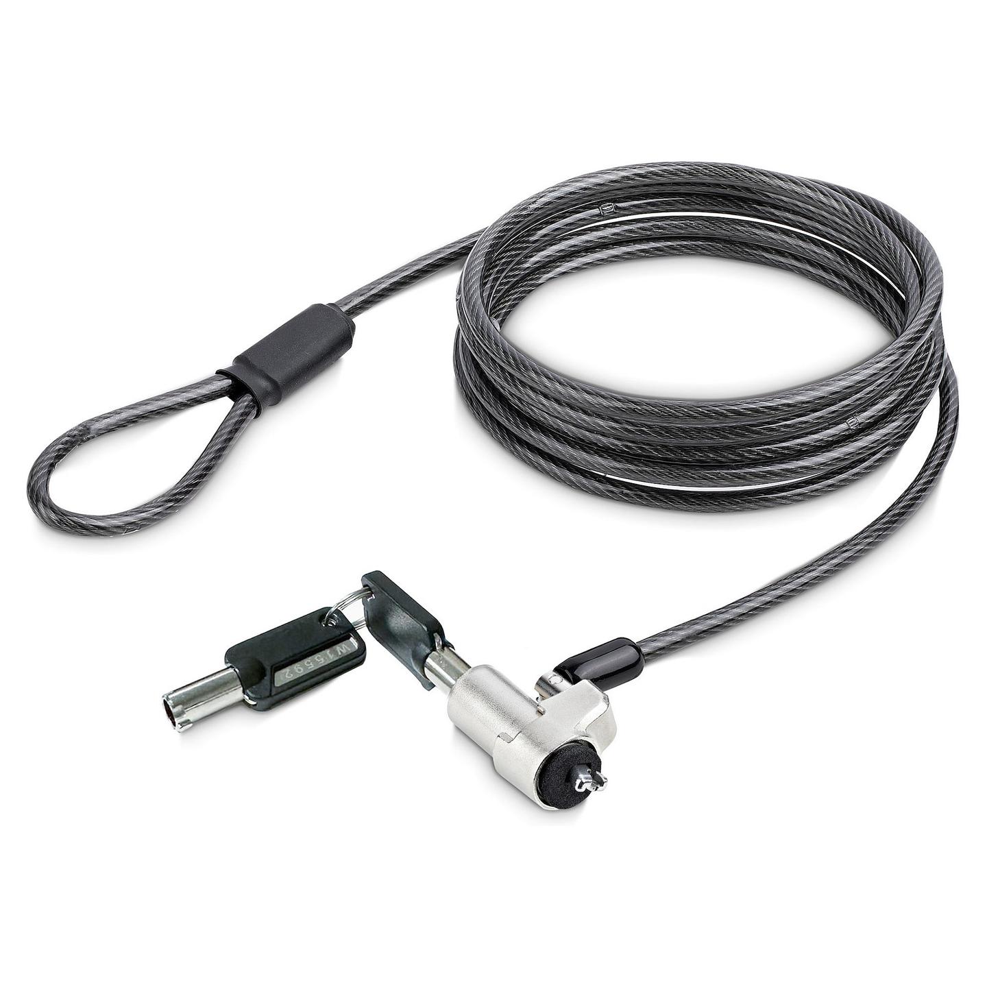Kabllo Sigurie për Laptop StarTech.com NBLWK-LAPTOP-LOCK, Noble Wedge, 2 m, Çelik Rezistent ndaj Prerjes, Kyç me Çelës, 2 Çelësa - Argjend/Zezë
