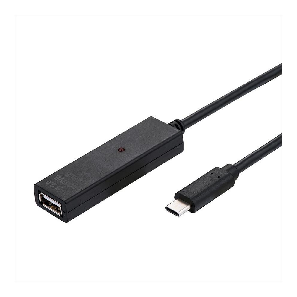 Kabllo USB VALUE 12.99.1114, USB-C Mashkull në USB-A Femër, USB 2.0, 480Mbps, 20m, Zgjatuese Aktive - Zezë