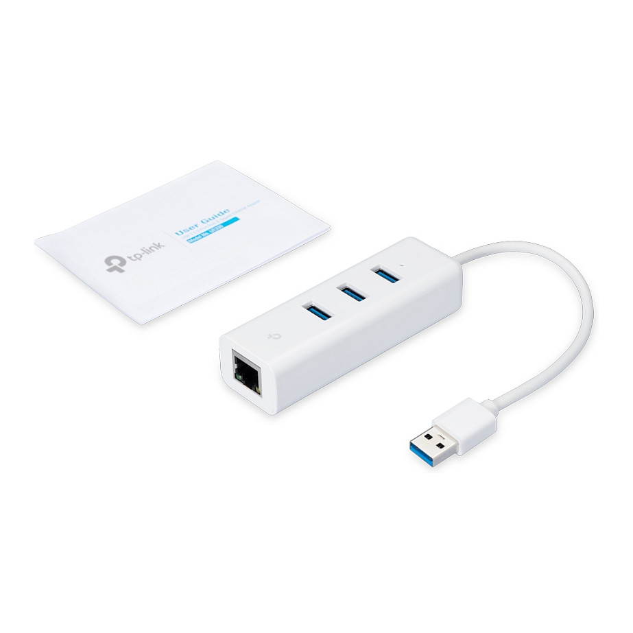 Aksesor për Kartë Rrjeti TP‑LINK UE330 / USB 3.0 / Gigabit Ethernet / 1× RJ45 + 3× USB 3.0 Hub - 3