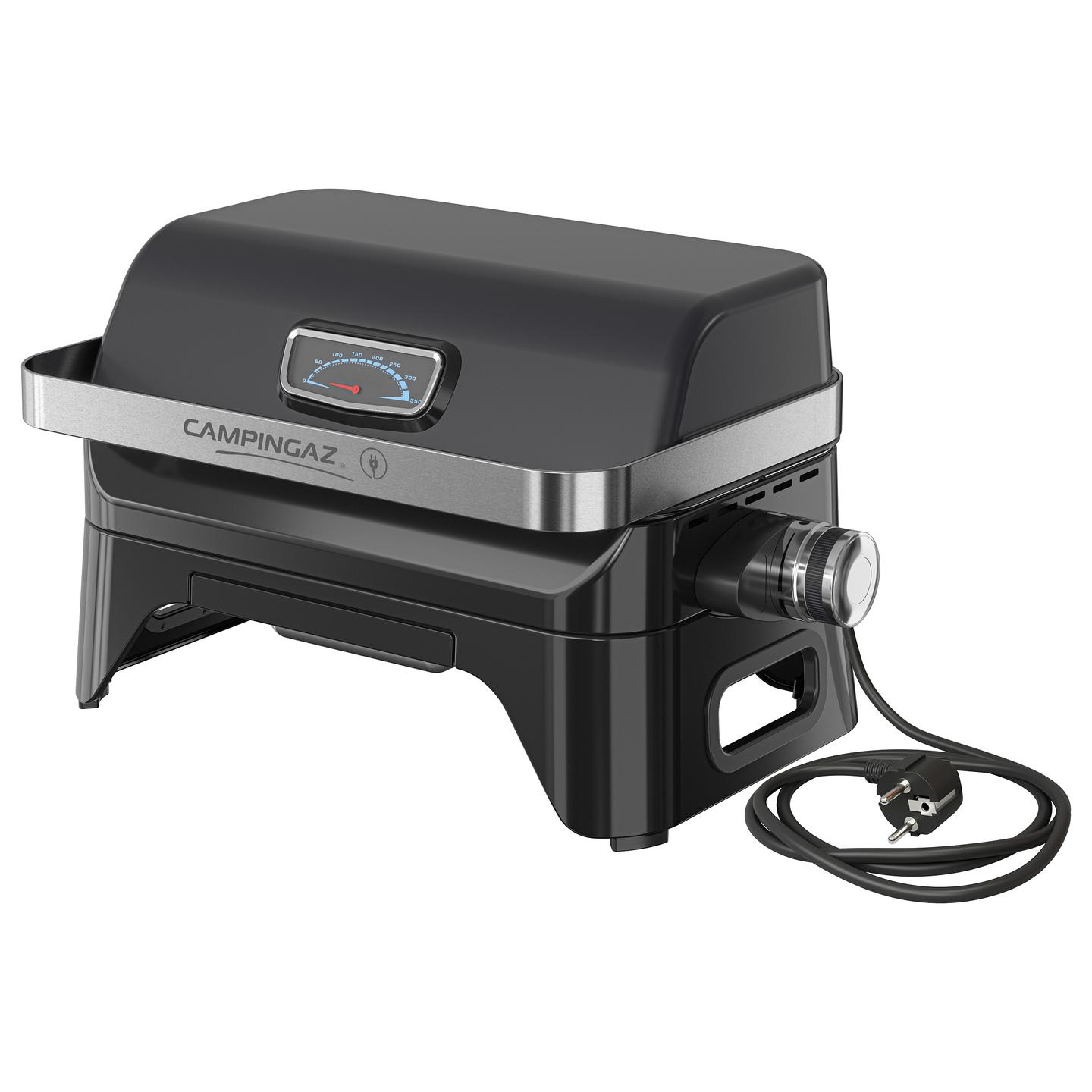 Grill Elektrik CAMPINGAZ Attitude 2GO Electric, 2.2kW, 48x26cm, Gize e Emajlur, Termometër - Zezë - 3