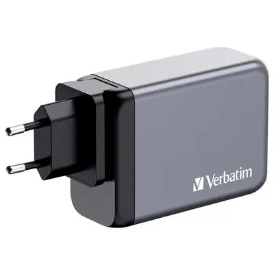 Karikues Verbatim 32205, 240W, 3x USB-C, 1x USB-A, GaN, PD 3.1, PD 3.0, QC 3.0 - Gri, Zezë