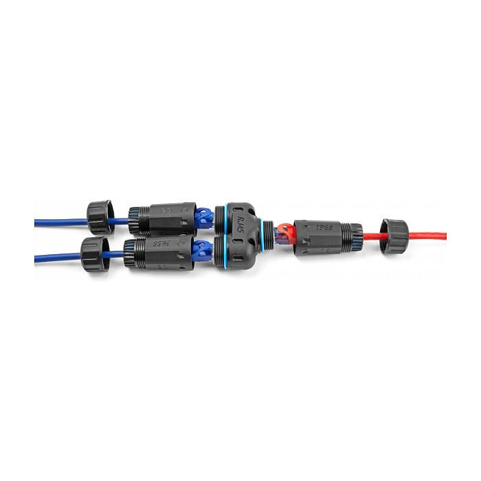 Lidhës për Kabllo Rrjeti DeLOCK 86808 / Cat 6A / STP / RJ-45 / IP68 / 1 × RJ-45 në 2 × RJ-45 - Zezë - 5