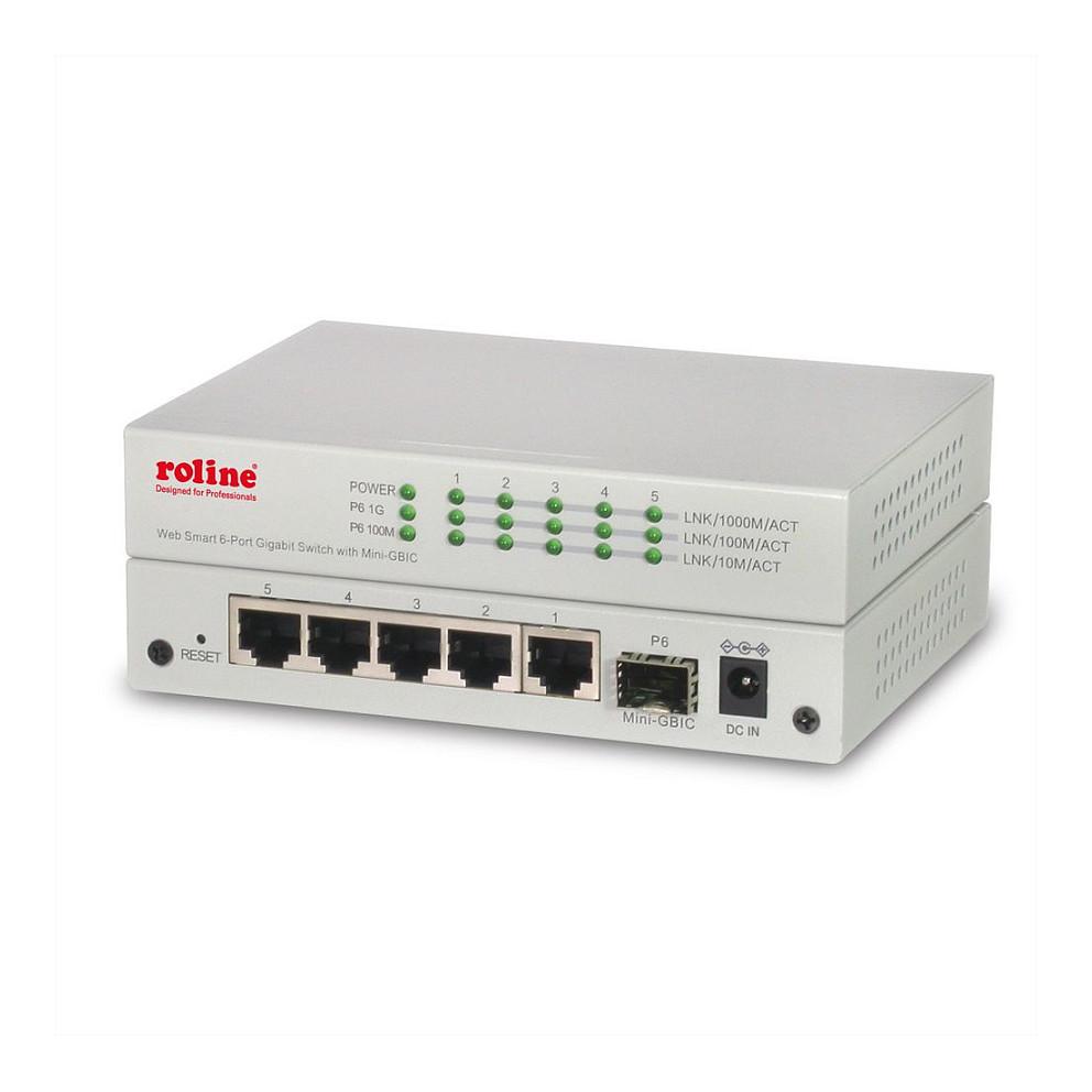 Switch ROLINE 21.14.3523, 5x Gigabit Ethernet RJ45, 1x Gigabit SFP, WebSmart - Hiri
