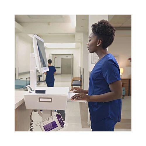 Karrocë për Monitor Ergotron CareFit Slim 2.0, 21"–27", 9.1kg, VESA 75×75mm/100×100mm, Lartësi 74–119cm - Bardhë/Hiri - 4