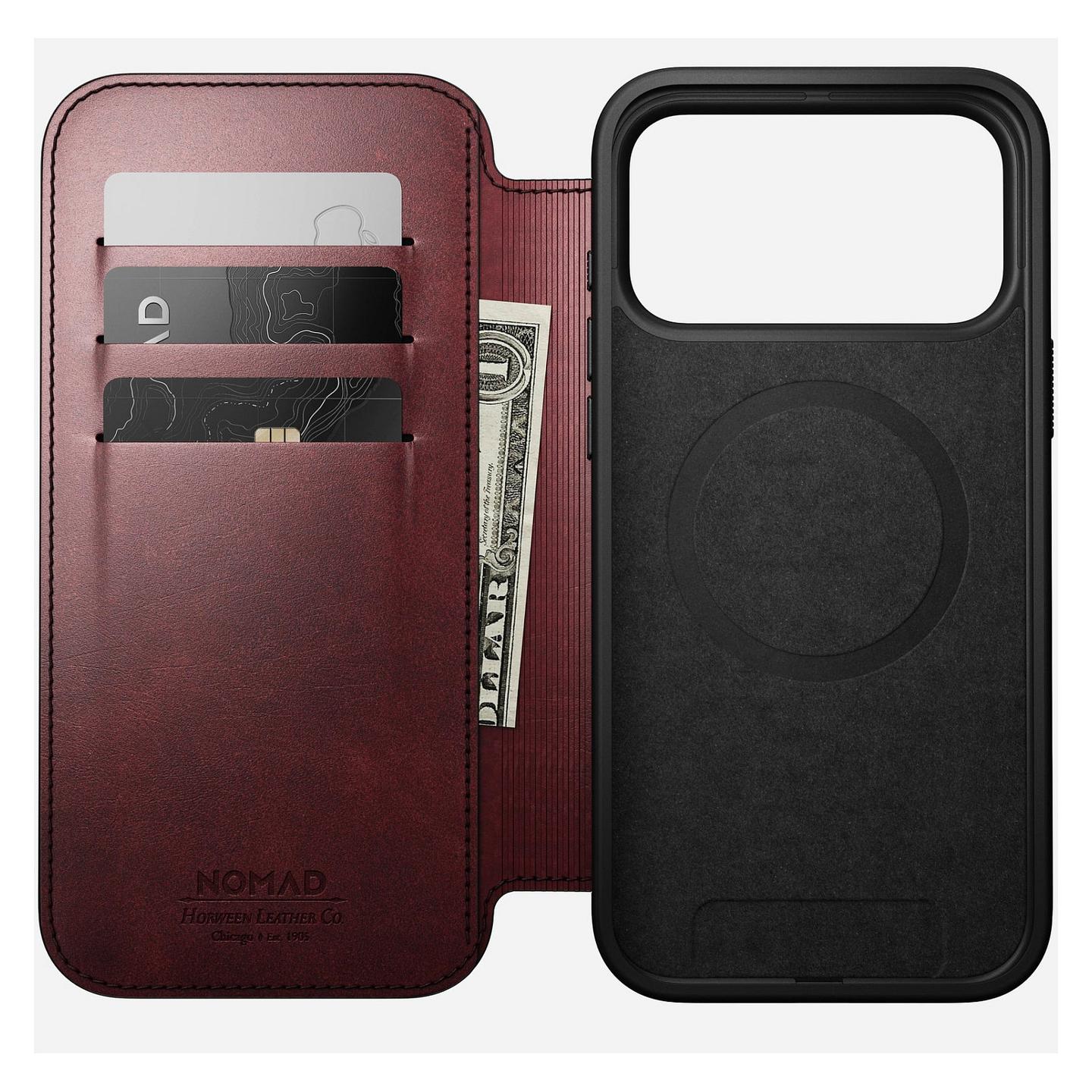 Aksesorë për telefon Nomad Modern Leather Folio / Case / MagSafe / Qi2 / iPhone 17 Pro Max - Kafe - 2
