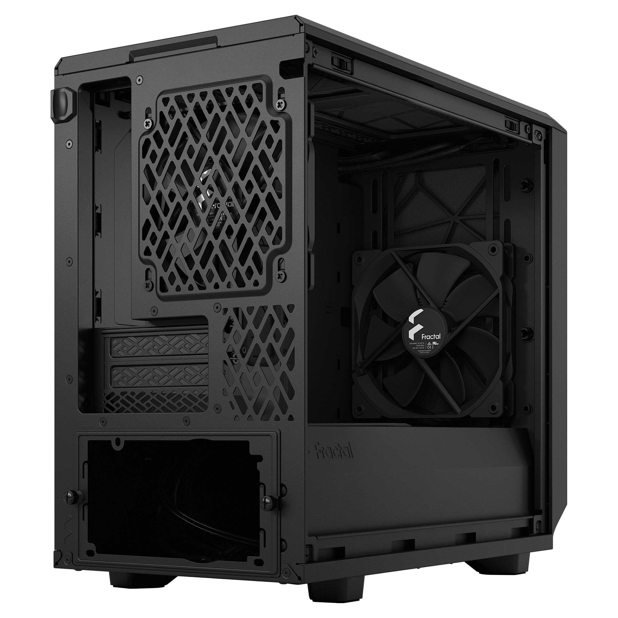 Kasë PC Fractal Design Meshify 2 Nano / Mini Tower / Mini-ITX + Mini-DTX / 1x 140mm + 1x 120mm Fan / Tempered Glass - Zezë - 14