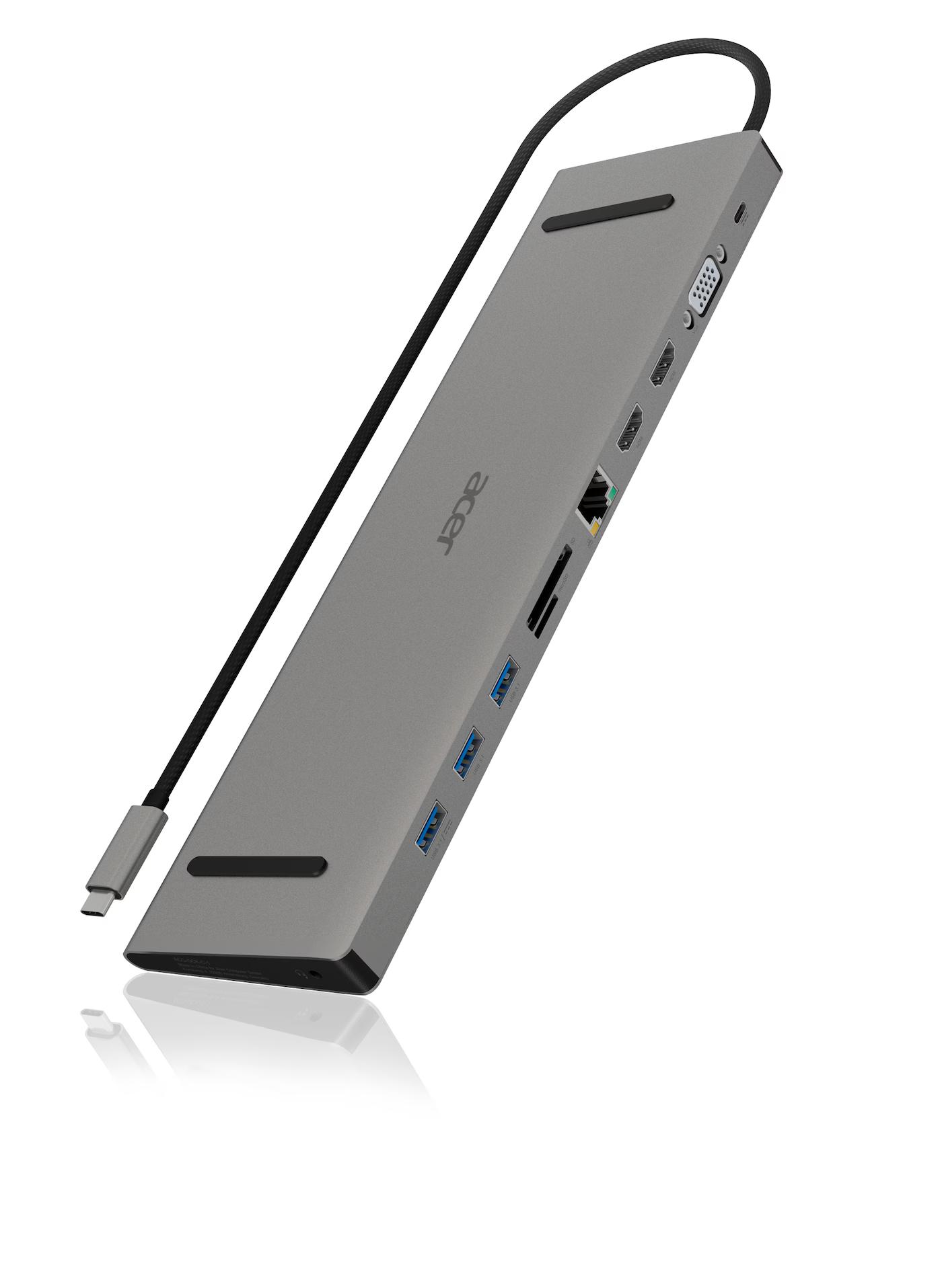 Docking Station Acer ACG-DCK-C-1, 2× HDMI, VGA, 3× USB-A, Gigabit Ethernet, SD, microSD, USB-C PD 100W - Hiri