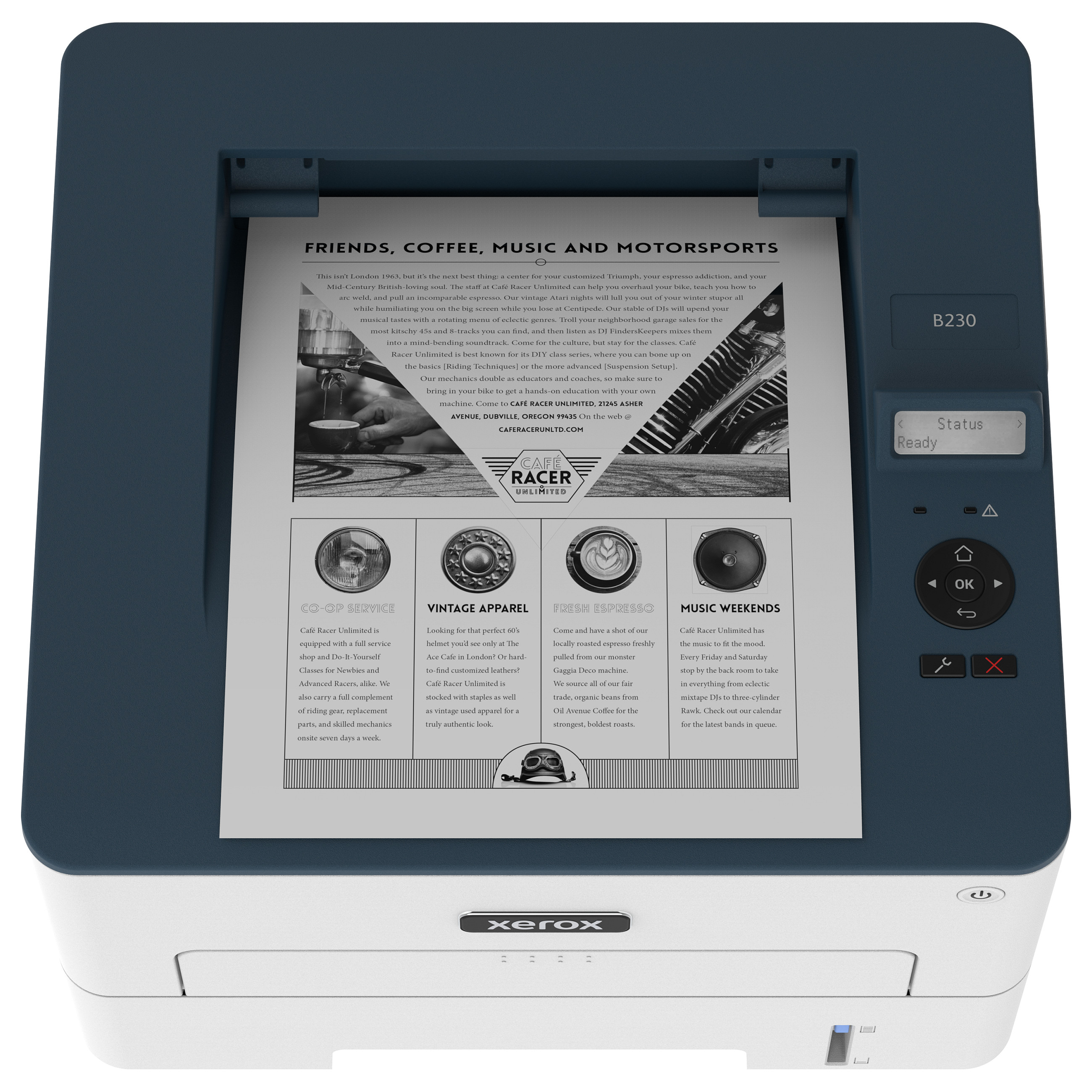 Printer Multifunksional Xerox B230 / A4 / 34ppm / USB / LAN / Wi-Fi / Duplex - Bardhë / Blu - 3