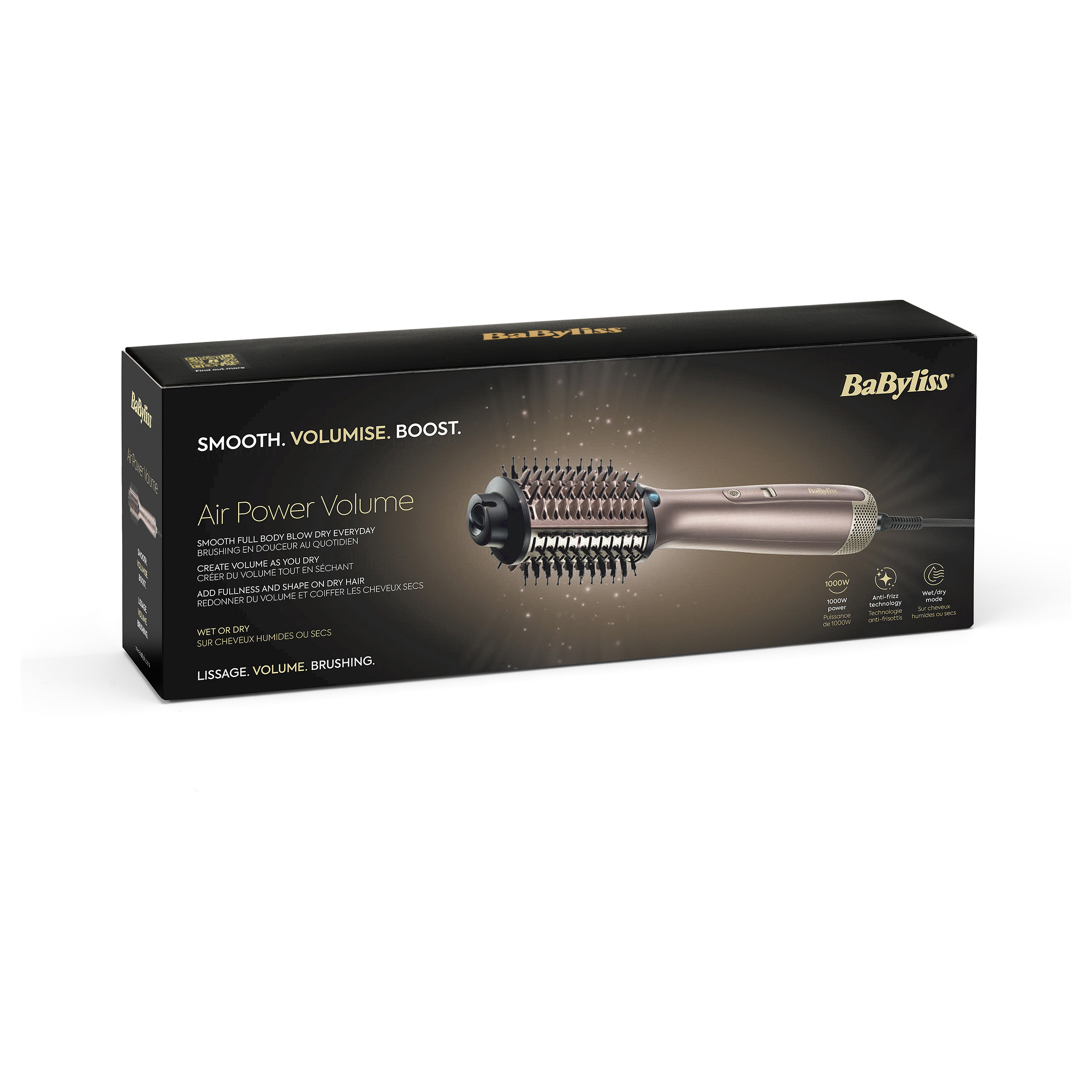 Stilues për flokë BaByliss Air Power Volume / 1000W / Ceramic / Ionic / Wet & Dry / Cool Shot / Auto Shut-Off 60 Min -Ari/Rozë - 18