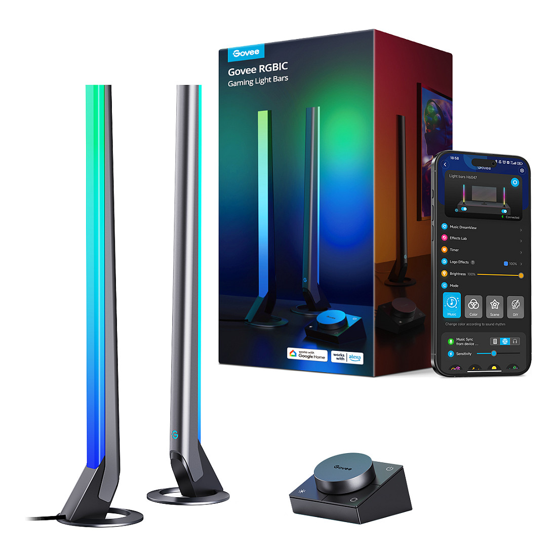 Dritat e mençura Govee Gaming Smart Light Bars / RGBIC LED / Sync me Muzikë & Ekran / Set 2 Copë
