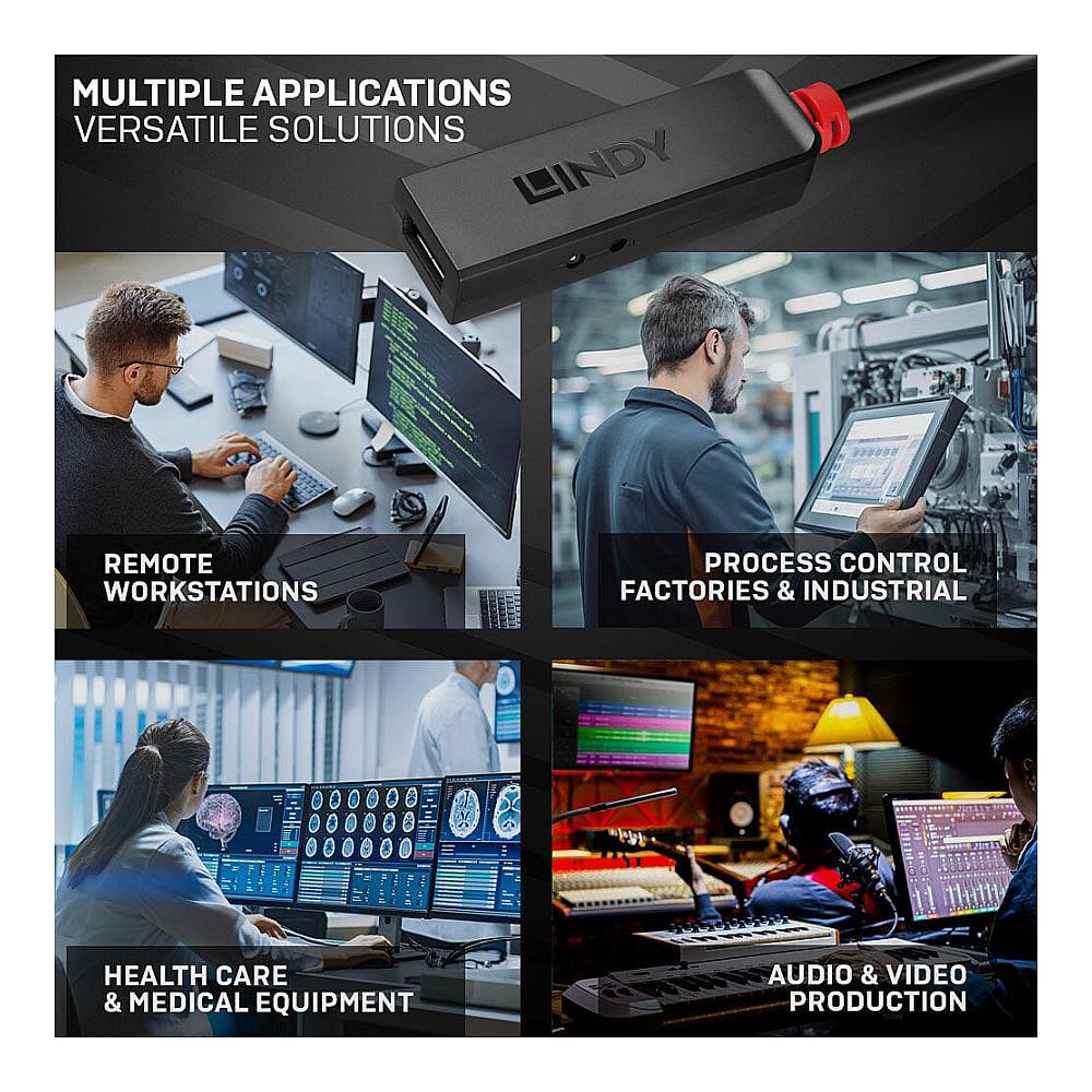 Kabllo USB LINDY 43401, USB 3.0, USB-A Mashkull në USB-A Femër, 5Gbps, 5m - Zezë - 5
