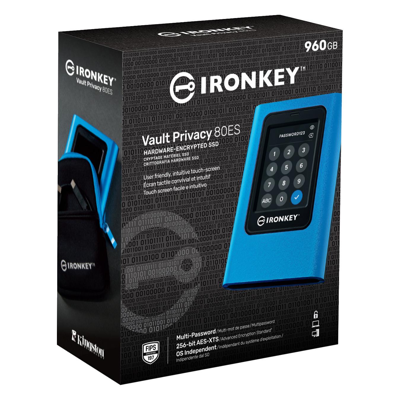 SSD e Jashtme Kingston IronKey Vault Privacy 80, 960GB, USB 3.2 Gen 1, Enkriptim AES 256-bit, Touchscreen - Blu - 5
