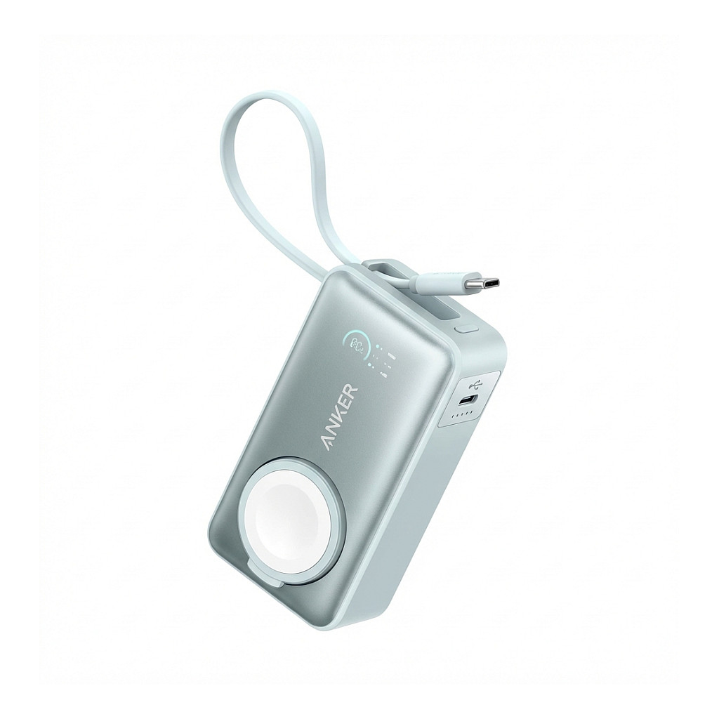 Powerbank Anker MagGo A1657 / 10000mAh / 35W / USB-C / Apple Watch Wireless Charging - Gjelbër
