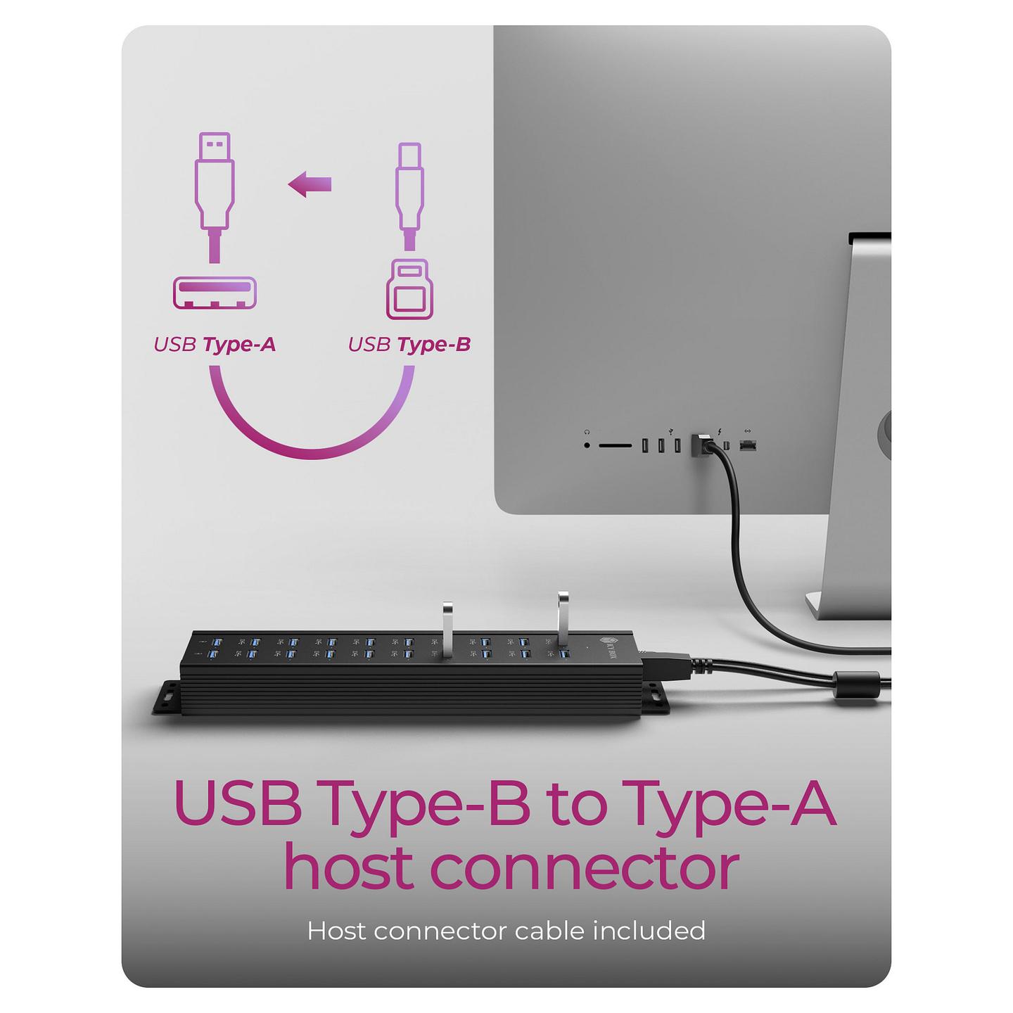 Hub ICY BOX IB-HUB1720-U3, 18x USB-A 3.2 Gen 1, 2x USB-A për karikim, 5Gbps, 15W, USB-B - Zezë - 6