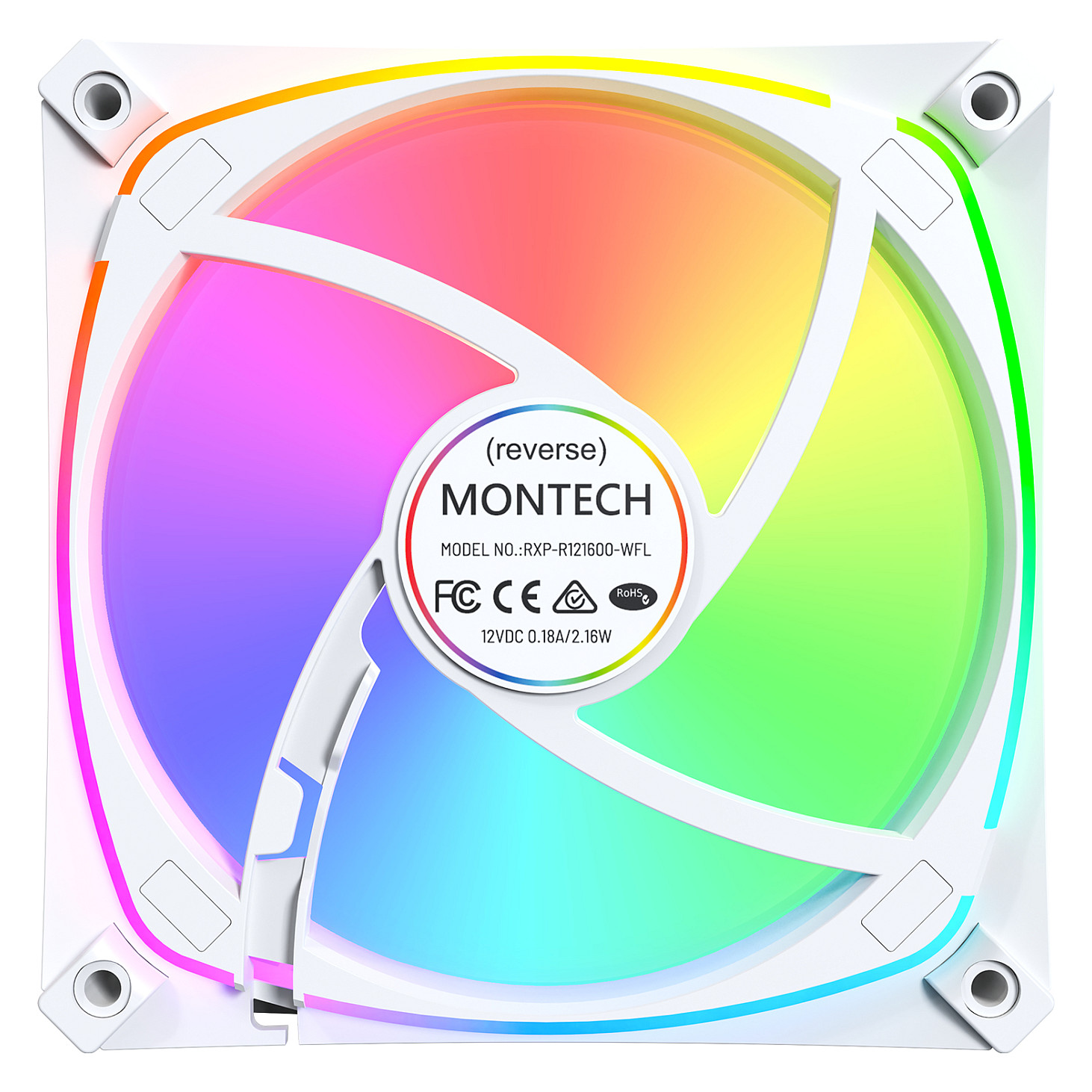 Ftohës për Kasë Montech RX120 PRO / 120mm / 600-1600 RPM / ARGB / PWM / Reverse – Bardhë - 5