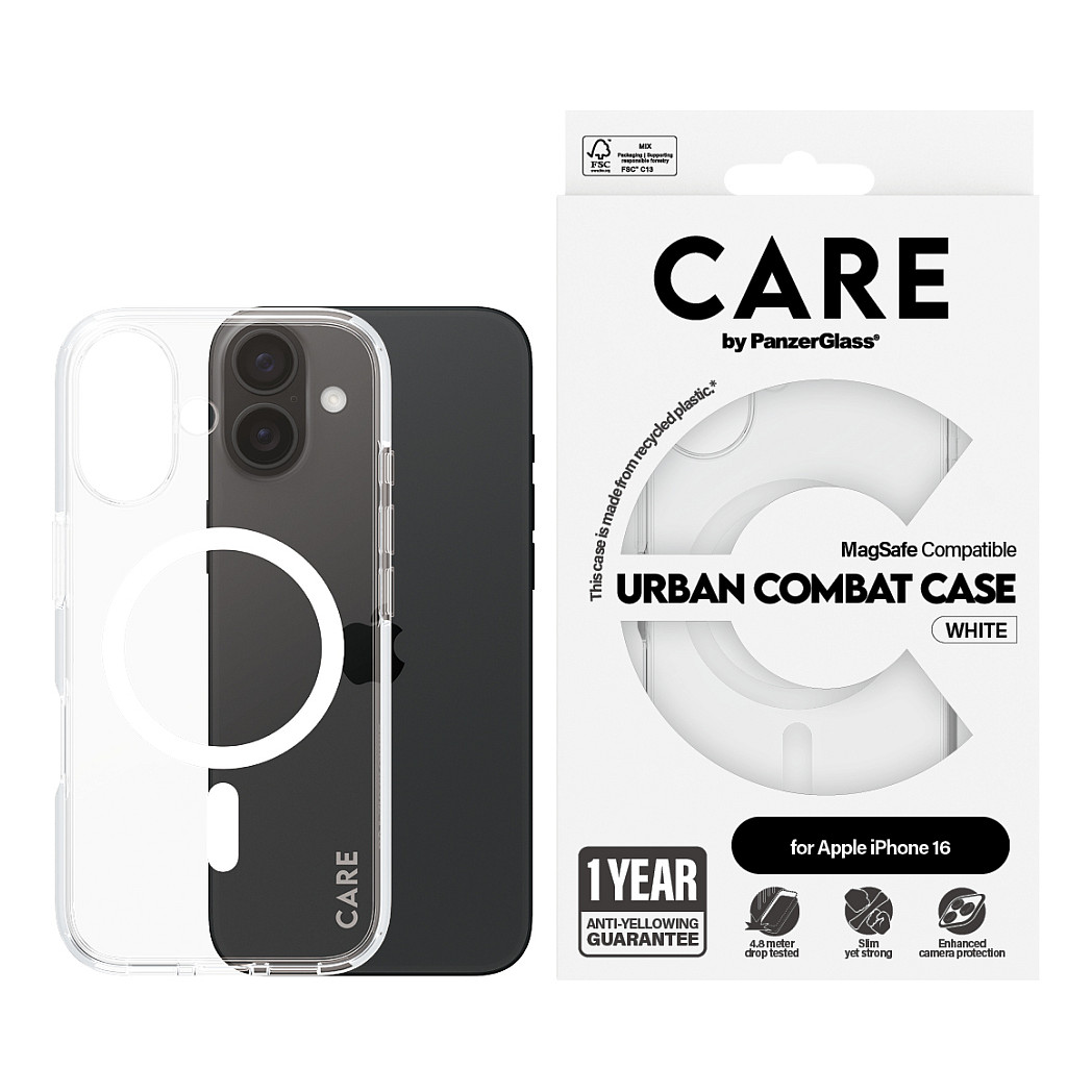 Aksesorë për telefon CARE by PanzerGlass Urban Combat / Case / MagSafe / iPhone 16 - Transparente - 2