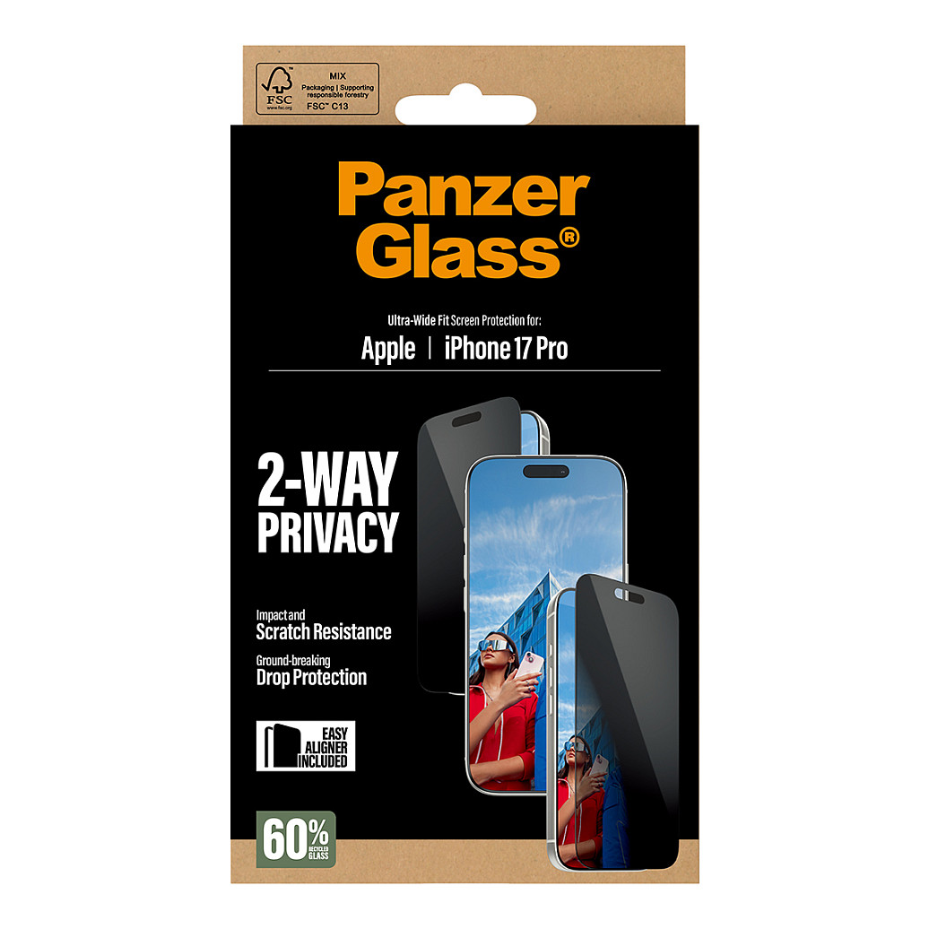 Aksesorë për telefon PanzerGlass 2-Way / Ultra-Wide Fit, for iPhone 17 Pro - Privacy Screen Protector - 3