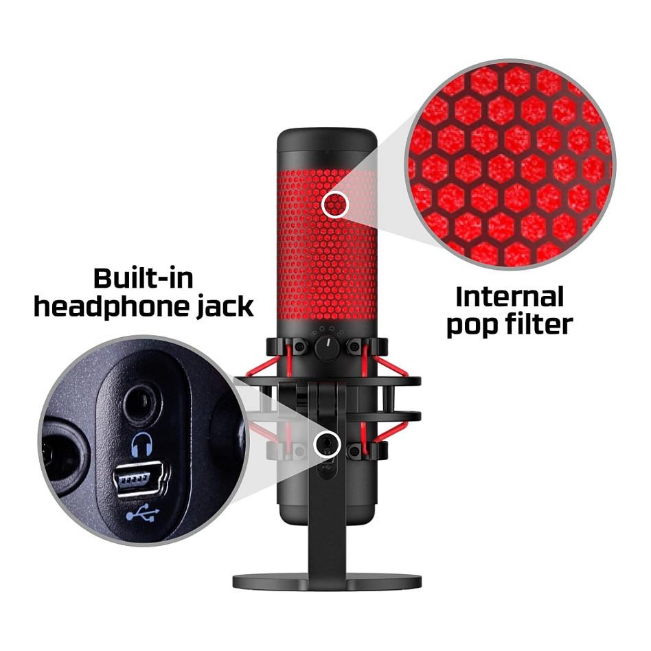 Mikrofon Gaming HyperX QuadCast, USB, 4 Pattern, 20Hz–20kHz, Red Lighting - Zezë - 10