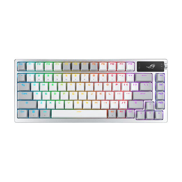 Tastierë Gaming ASUS ROG Azoth / Wired / 75% / ROG NX Snow / USB + RF Wireless + Bluetooth / AZERTY FR / RGB - Bardhë