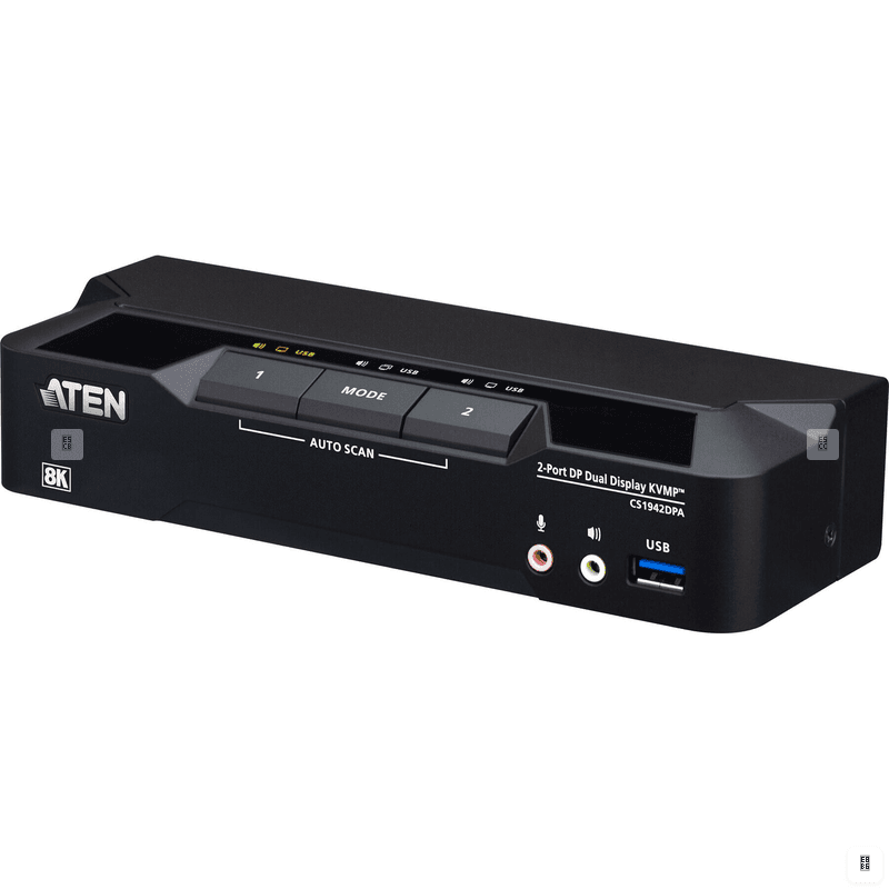 KVM Switch ATEN CS1942DPA-AT-G, 2 porta, Dual DisplayPort, USB 3.0, 8K 60Hz - Zezë